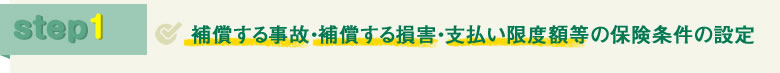 STEP1 補償する事故・補償する損害・支払い限度額等の保険条件の設定